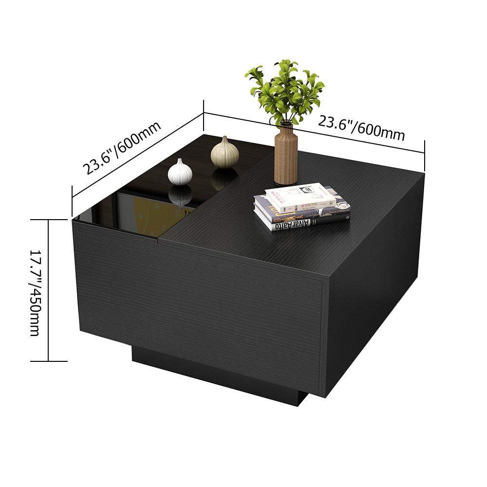 23.6" Modern Black Wood Sqaure End Table with Storage-Wehomz-End & Side Tables,Furniture,Living Room Furniture