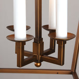 Vintage Geometric Cage Frame 4 Candle Light Kitchen Foyer Suspended Pendant Light in Rust