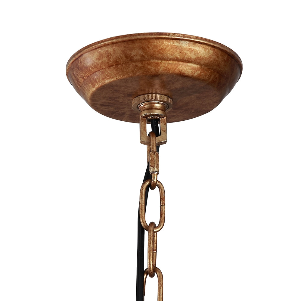 Vintage Geometric Cage Frame 4 Candle Light Kitchen Foyer Suspended Pendant Light in Rust