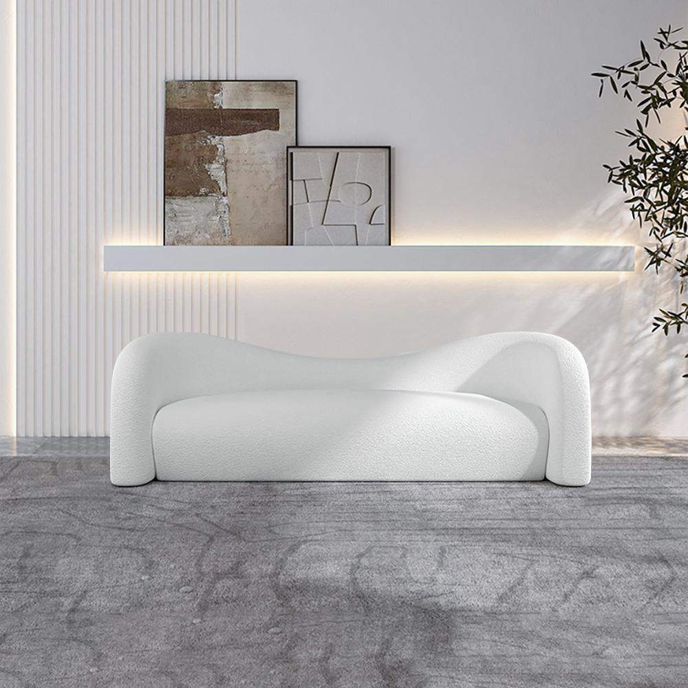 66.9" White Velvet Upholstered Sofa Birch Frame Sofa-Richsoul-Furniture,Living Room Furniture,Sofas & Loveseats