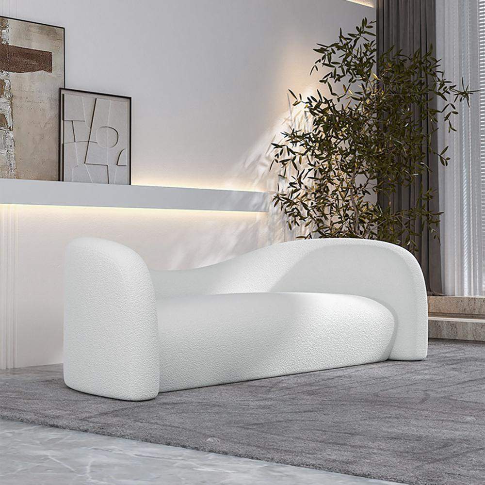 66.9" White Velvet Upholstered Sofa Birch Frame Sofa-Richsoul-Furniture,Living Room Furniture,Sofas & Loveseats