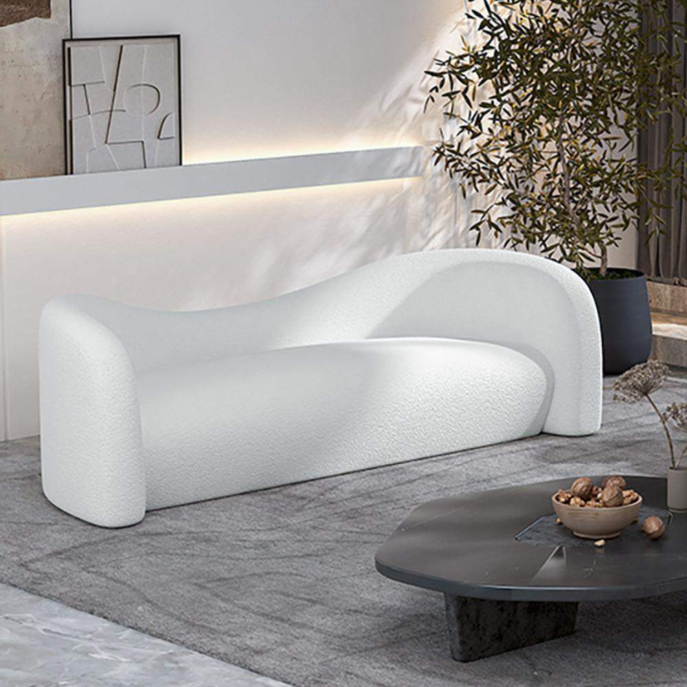 66.9" White Velvet Upholstered Sofa Birch Frame Sofa-Richsoul-Furniture,Living Room Furniture,Sofas & Loveseats
