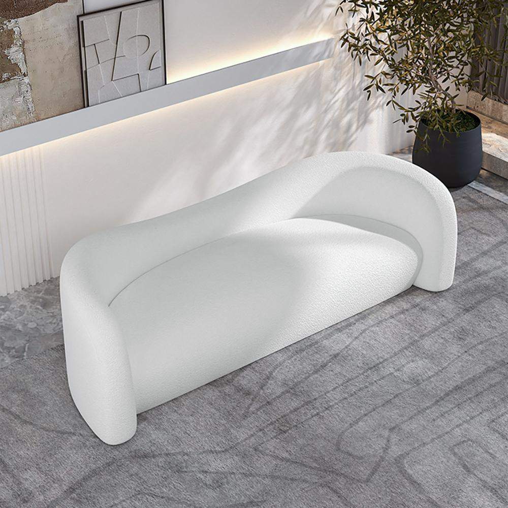 66.9" White Velvet Upholstered Sofa Birch Frame Sofa-Richsoul-Furniture,Living Room Furniture,Sofas & Loveseats