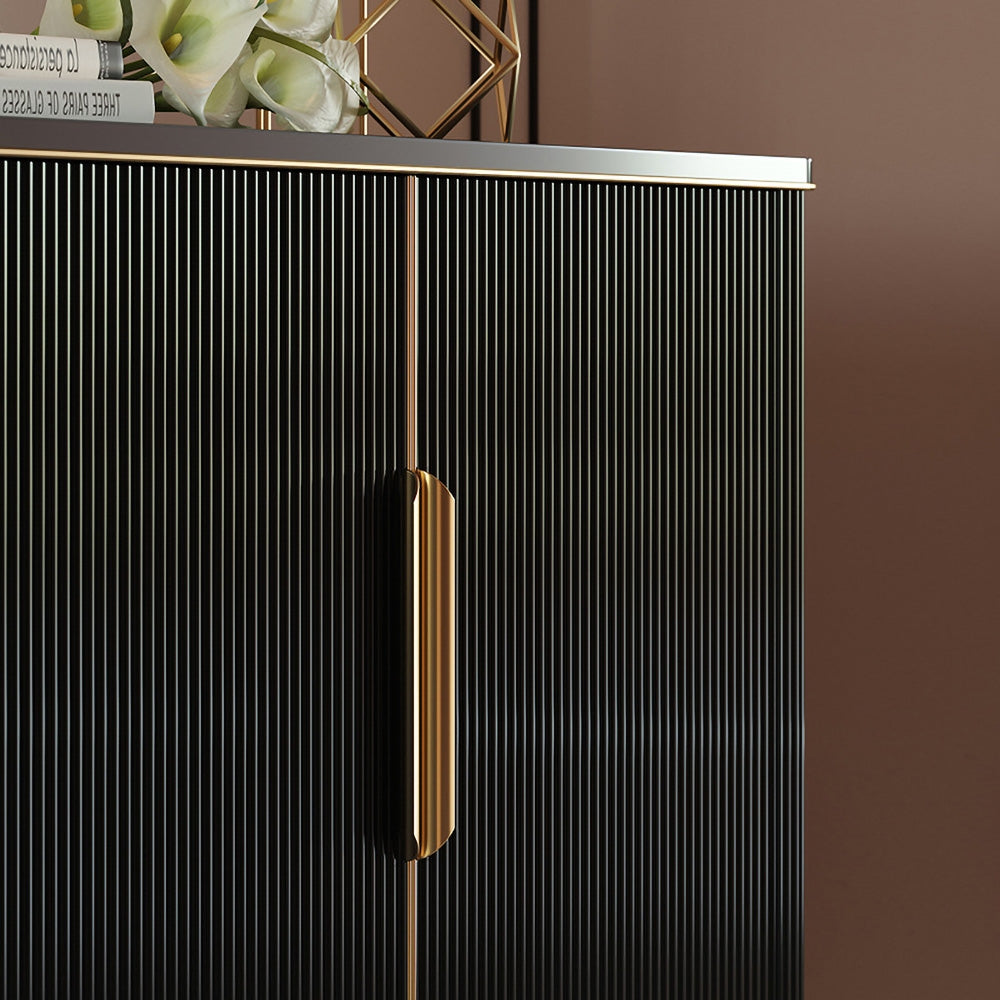 43.3" Modern Entryway Cabinet Black Accent Cabinet with 2 Doors 2 Shelves in Gold