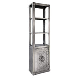 Brushed Silver Bookshelf with Door Industrial Metal Bookcase 3 Shelves Display Shelf-Bookcases & Bookshelves,Furniture,Office Furniture
