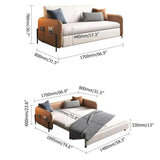 67" Brown & White Convertible Sofa Bed Leath-aire Upholstered with Storage Pocket-Richsoul-Daybeds,Furniture,Living Room Furniture
