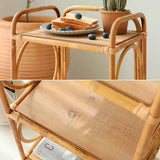 Farmhouse Wood Side Table with 3-Tier Rattan Woven End Table-Richsoul-End & Side Tables,Furniture,Living Room Furniture