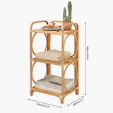 Farmhouse Wood Side Table with 3-Tier Rattan Woven End Table-Richsoul-End & Side Tables,Furniture,Living Room Furniture