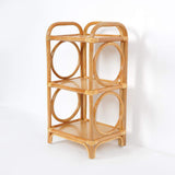 Farmhouse Wood Side Table with 3-Tier Rattan Woven End Table-Richsoul-End & Side Tables,Furniture,Living Room Furniture