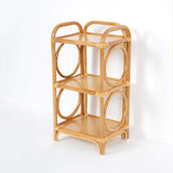 Farmhouse Wood Side Table with 3-Tier Rattan Woven End Table-Richsoul-End & Side Tables,Furniture,Living Room Furniture