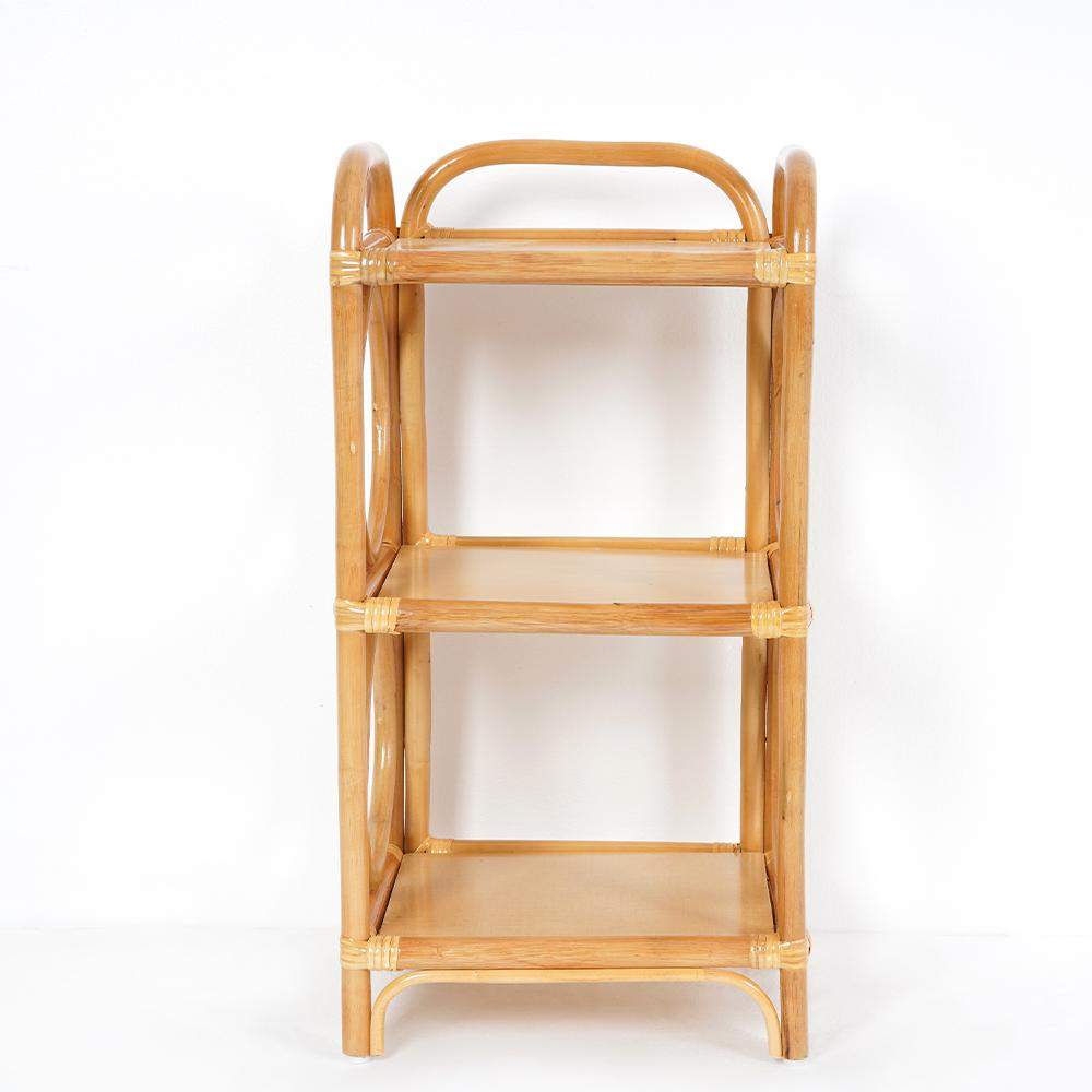Farmhouse Wood Side Table with 3-Tier Rattan Woven End Table-Richsoul-End & Side Tables,Furniture,Living Room Furniture