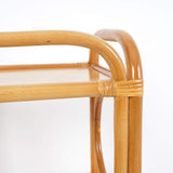 Farmhouse Wood Side Table with 3-Tier Rattan Woven End Table-Richsoul-End & Side Tables,Furniture,Living Room Furniture