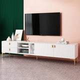 Mueble para TV de madera blanca en dorado para televisores de hasta 75