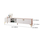 White Wood TV Stand in Gold for TVs up to 75" Modern Mid-Century with 3 Shelves, 2 Drawers, 2 Door-Richsoul-Furniture,Living Room Furniture,TV Stands