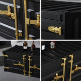 39" Cargo Container Industrial Style Black&Gold Coffee Table with Storage 2 Door-Richsoul-Coffee Tables,Furniture,Living Room Furniture