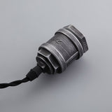 Industrial 6-Light Plumbing Pipe Hanging Exposed Bulb Metal Pendant Light in Brushed Black