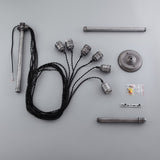 Industrial 6-Light Plumbing Pipe Hanging Exposed Bulb Metal Pendant Light in Brushed Black