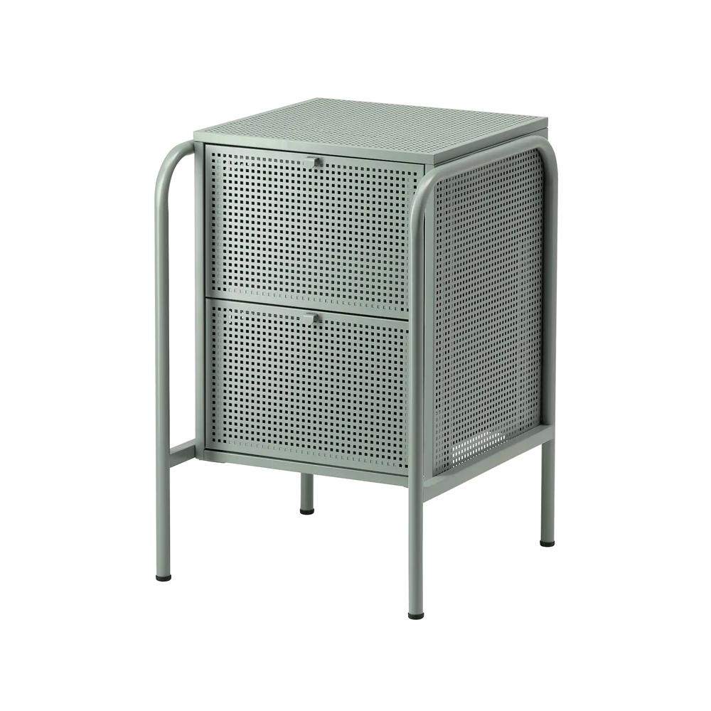 Green Tall Mesh Nightstand 2 Drawers Side Table Metal Nordic Simplicity-Richsoul-End & Side Tables,Furniture,Living Room Furniture