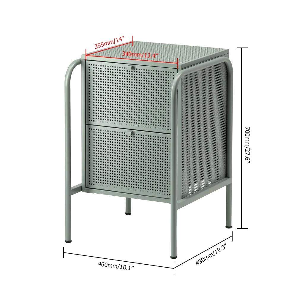 Green Tall Mesh Nightstand 2 Drawers Side Table Metal Nordic Simplicity-Richsoul-End & Side Tables,Furniture,Living Room Furniture