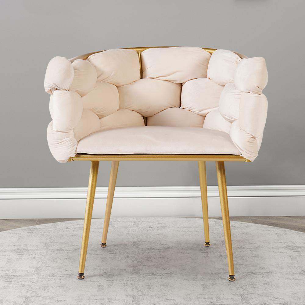 Modern Velvet Accent Chair Beige Upholstered Armchair with Gold Legs-Richsoul-Chairs & Recliners,Furniture,Living Room Furniture