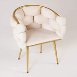Modern Velvet Accent Chair Beige Upholstered Armchair with Gold Legs-Richsoul-Chairs & Recliners,Furniture,Living Room Furniture