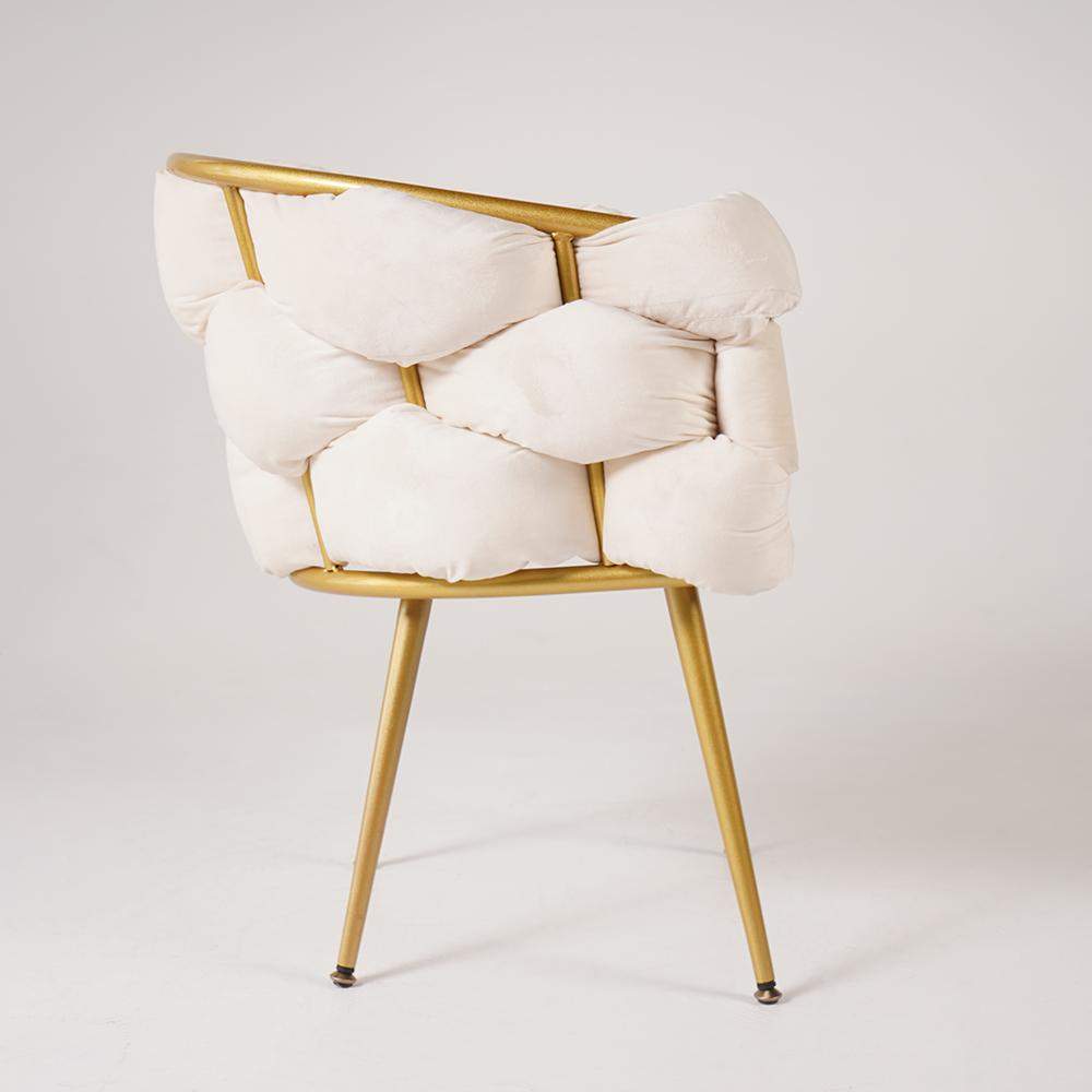 Modern Velvet Accent Chair Beige Upholstered Armchair with Gold Legs-Richsoul-Chairs & Recliners,Furniture,Living Room Furniture
