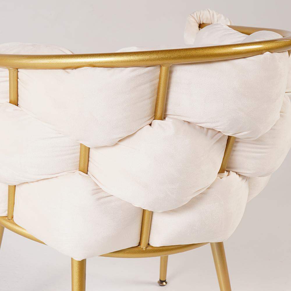 Modern Velvet Accent Chair Beige Upholstered Armchair with Gold Legs-Richsoul-Chairs & Recliners,Furniture,Living Room Furniture