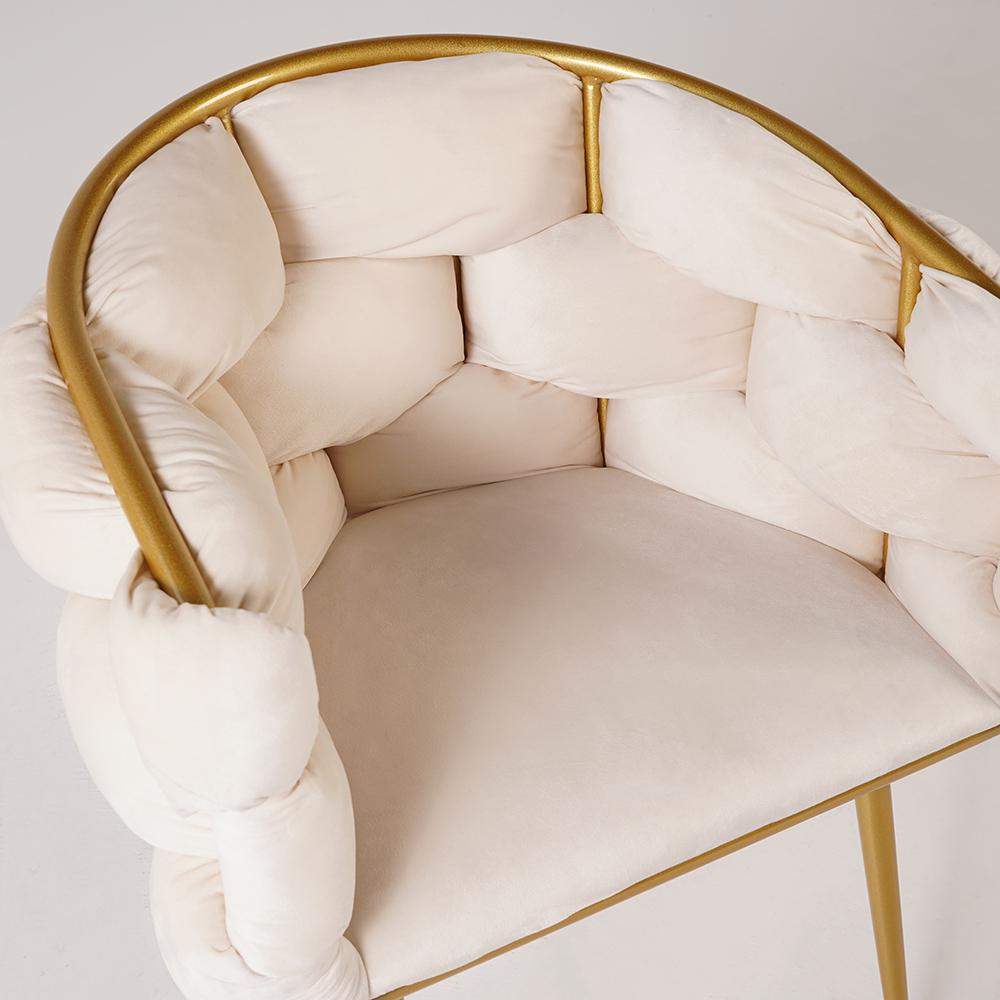 Modern Velvet Accent Chair Beige Upholstered Armchair with Gold Legs-Richsoul-Chairs & Recliners,Furniture,Living Room Furniture