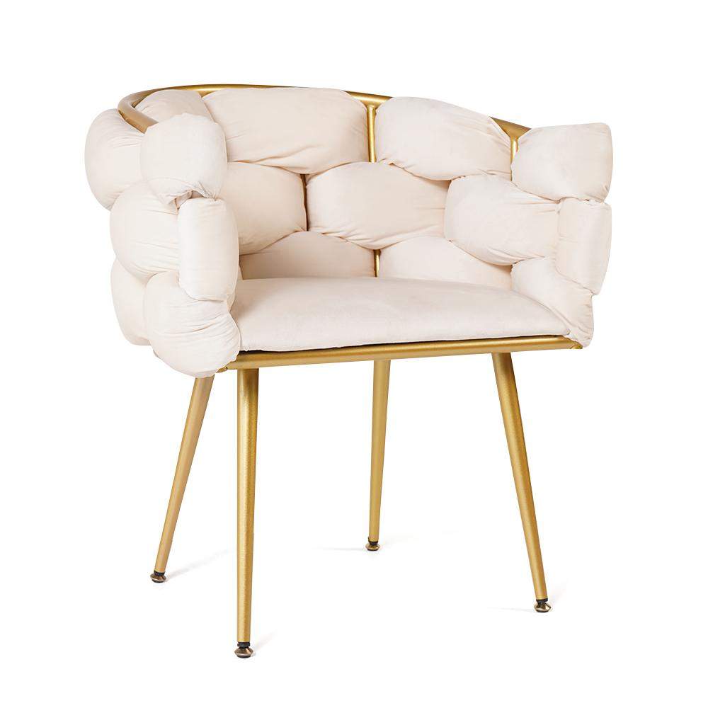 Modern Velvet Accent Chair Beige Upholstered Armchair with Gold Legs-Richsoul-Chairs & Recliners,Furniture,Living Room Furniture