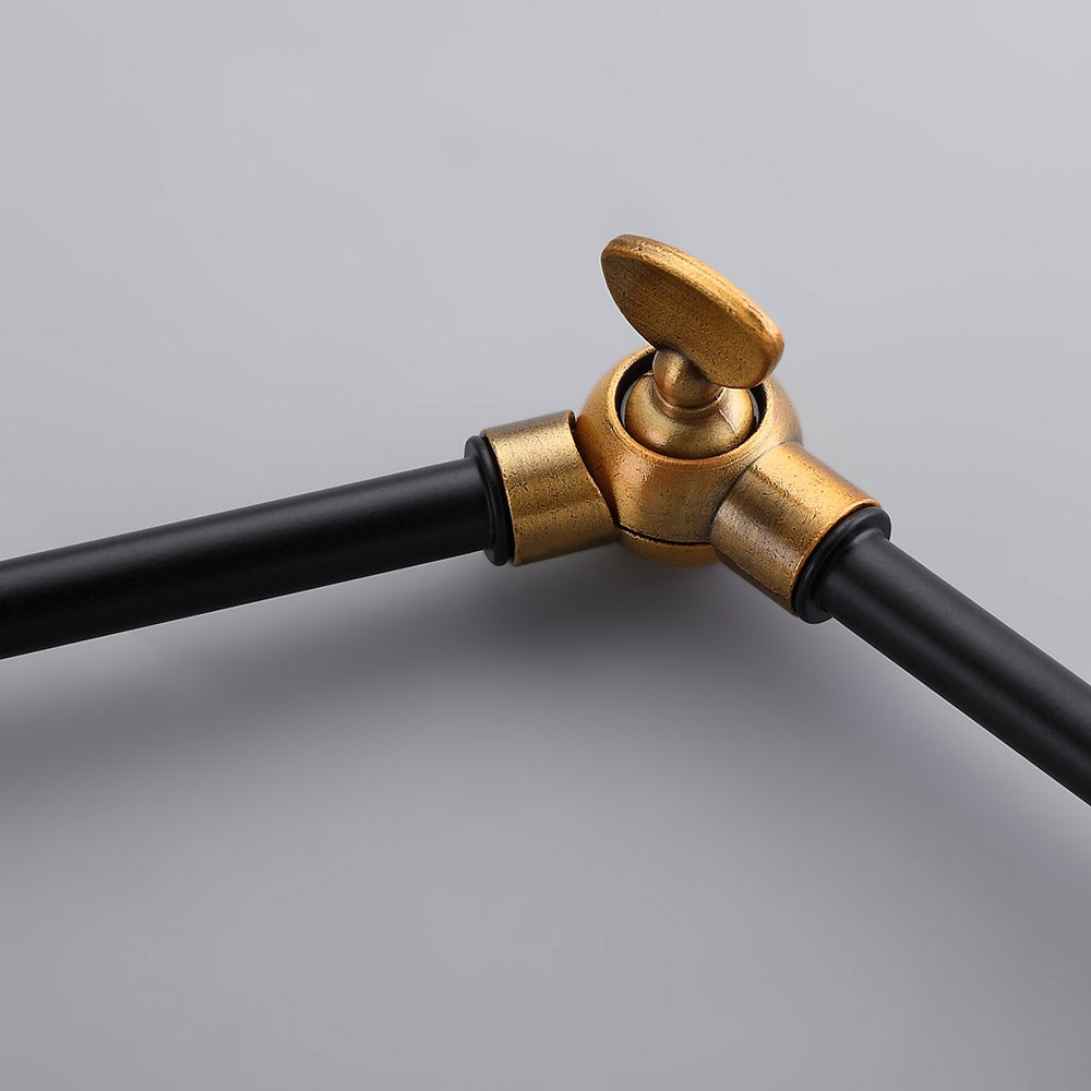 Industrial Retro Double Swing Arm 1-Light Wall Sconce in Black & Brass