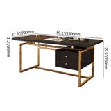 71" White Writing Desk Modern Computer Desk with 2-Drawer in Gold-Desks,Furniture,Office Furniture