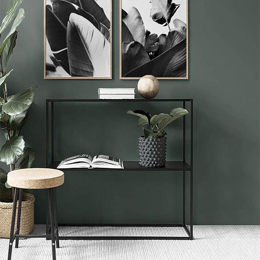 Black 2 Tiers Shelving Storage Freestanding Organizer Metal Rack-Bookcases & Bookshelves,Furniture,Office Furniture