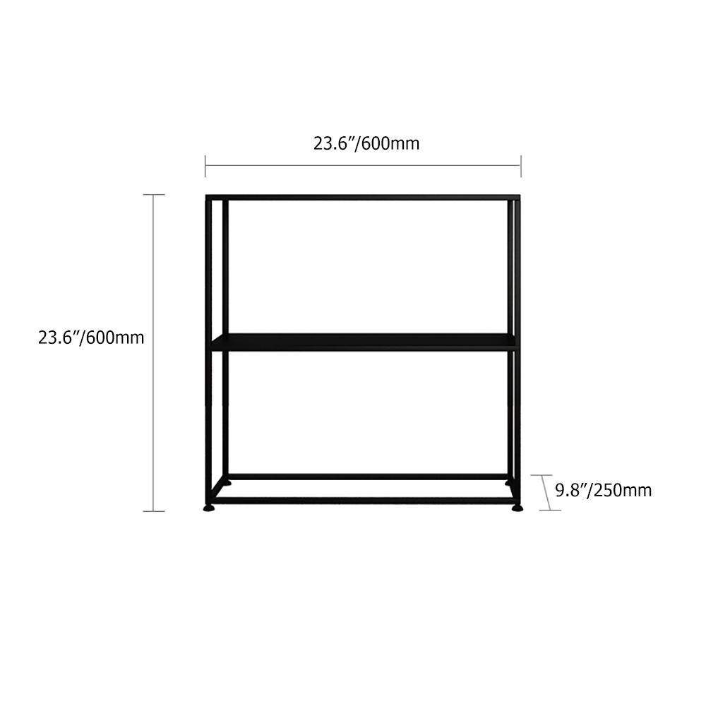 Black 2 Tiers Shelving Storage Freestanding Organizer Metal Rack-Bookcases & Bookshelves,Furniture,Office Furniture