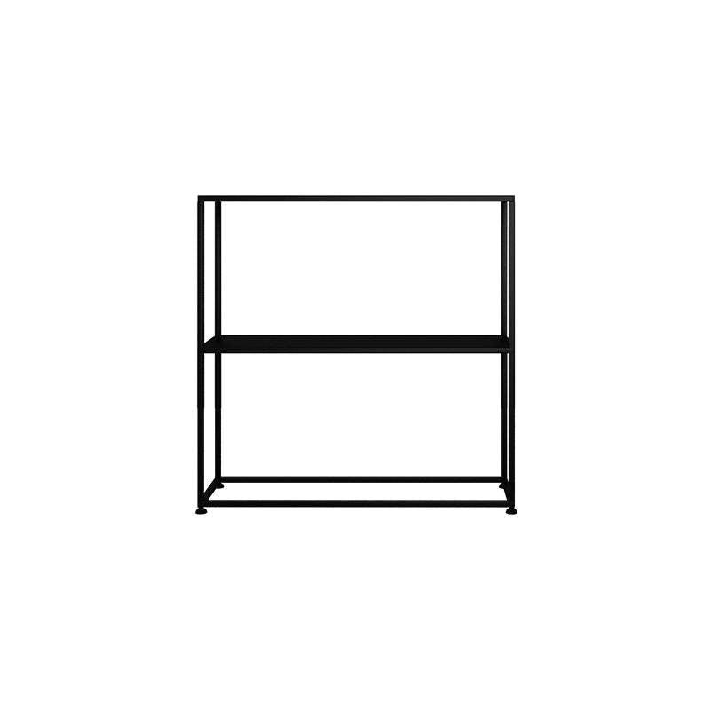 Black 2 Tiers Shelving Storage Freestanding Organizer Metal Rack-Bookcases & Bookshelves,Furniture,Office Furniture