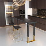 63" Black Counter Height Table Indoor Bar Table in Gold
