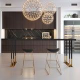 63" Black Counter Height Table Indoor Bar Table in Gold