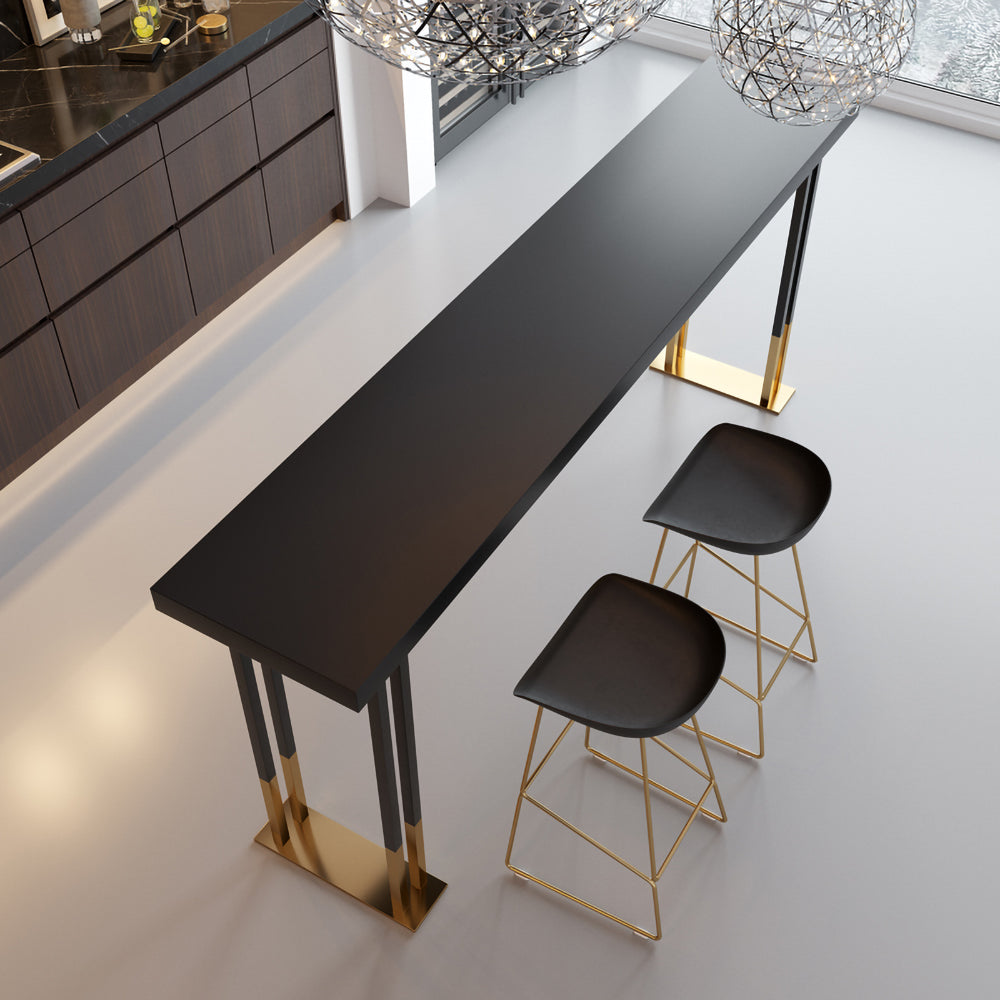 63" Black Counter Height Table Indoor Bar Table in Gold