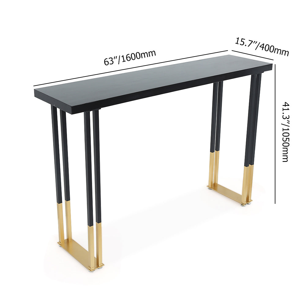 63" Black Counter Height Table Indoor Bar Table in Gold