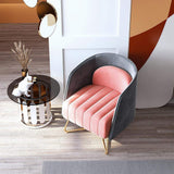 Cuddle Chair Pink & Gray Velvet Upholstered Club Chair Gold Modern Chair Accent Chair-Richsoul-Chairs & Recliners,Furniture,Living Room Furniture