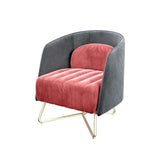 Cuddle Chair Pink & Gray Velvet Upholstered Club Chair Gold Modern Chair Accent Chair-Richsoul-Chairs & Recliners,Furniture,Living Room Furniture
