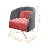 Cuddle Chair Pink & Gray Velvet Upholstered Club Chair Gold Modern Chair Accent Chair-Richsoul-Chairs & Recliners,Furniture,Living Room Furniture