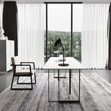 Modern White Desk with Stone Top & Metal Trestle Home Office Desk-Desks,Furniture,Office Furniture