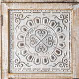Farmhouse Distressed White Cabinet Artistic Surface with 2 Doors 2 Drawers 2 Shelves