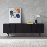 Nordic Dark Coffee TV Stand Consola de medios minimalista con puertas y estantes