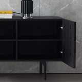 Nordic Dark Coffee TV Stand Minimalist Media Console with Doors & Shelves-Richsoul-Furniture,Living Room Furniture,TV Stands