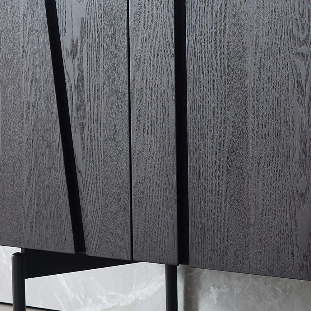 Nordic Dark Coffee TV Stand Minimalist Media Console with Doors & Shelves-Richsoul-Furniture,Living Room Furniture,TV Stands