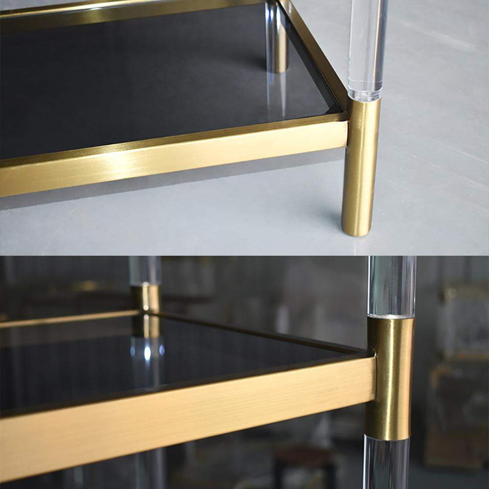 Gold & Clear Acrylic Bookshelf 4-Tier Modern Bookcase-Bookcases & Bookshelves,Furniture,Office Furniture