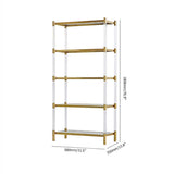 Gold & Clear Acrylic Bookshelf 4-Tier Modern Bookcase-Bookcases & Bookshelves,Furniture,Office Furniture