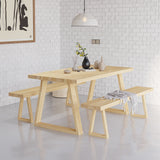63" Natural Rectangular Dining Table Pine Wood Table for Dining
