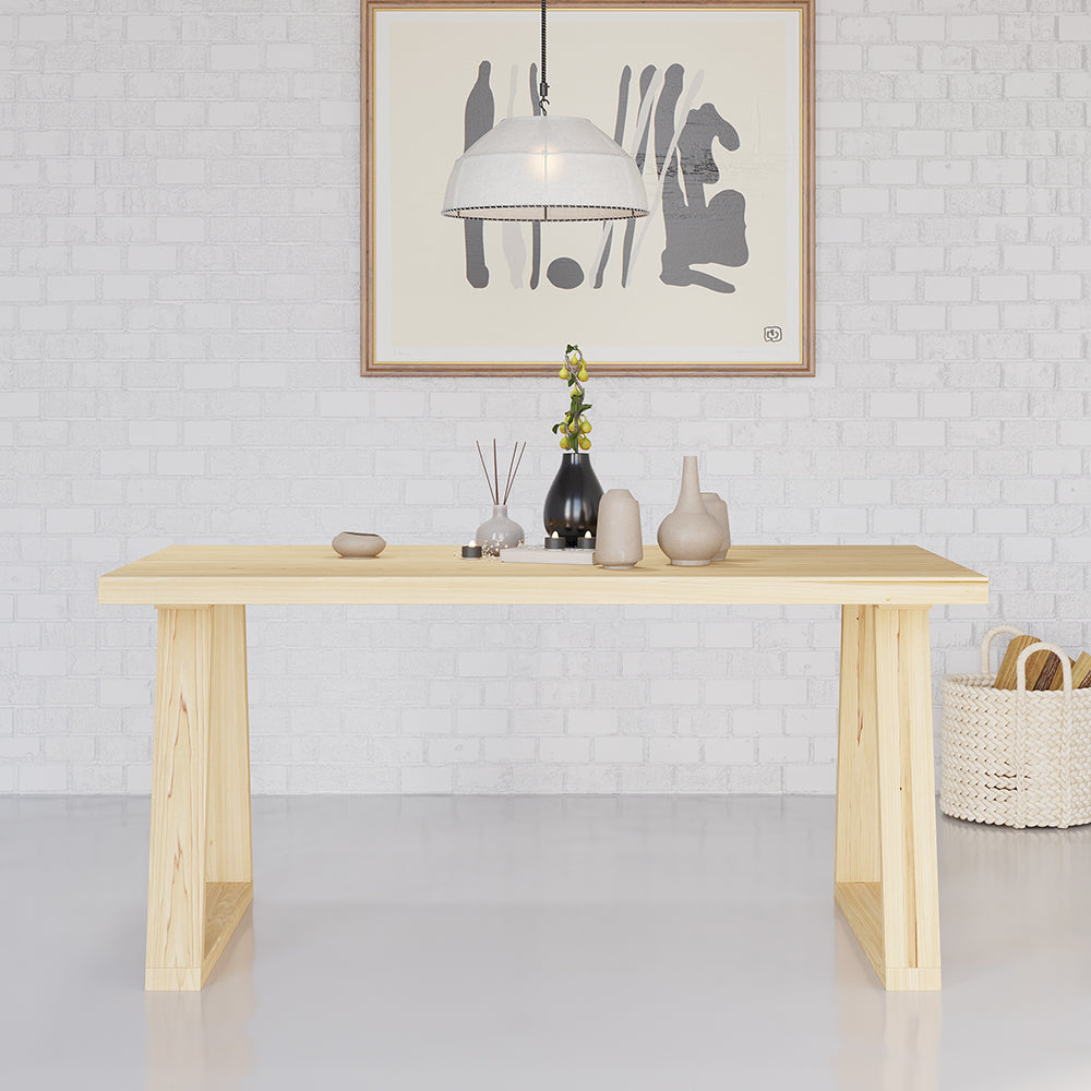 63" Natural Rectangular Dining Table Pine Wood Table for Dining